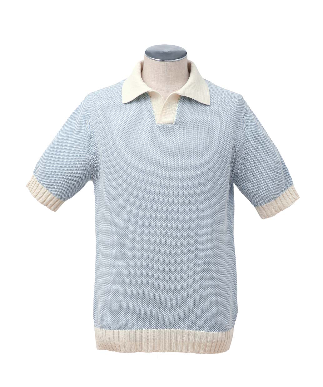 FILIPPO DE LAURENTIIS コットン スキッパー 配色ニットポロ