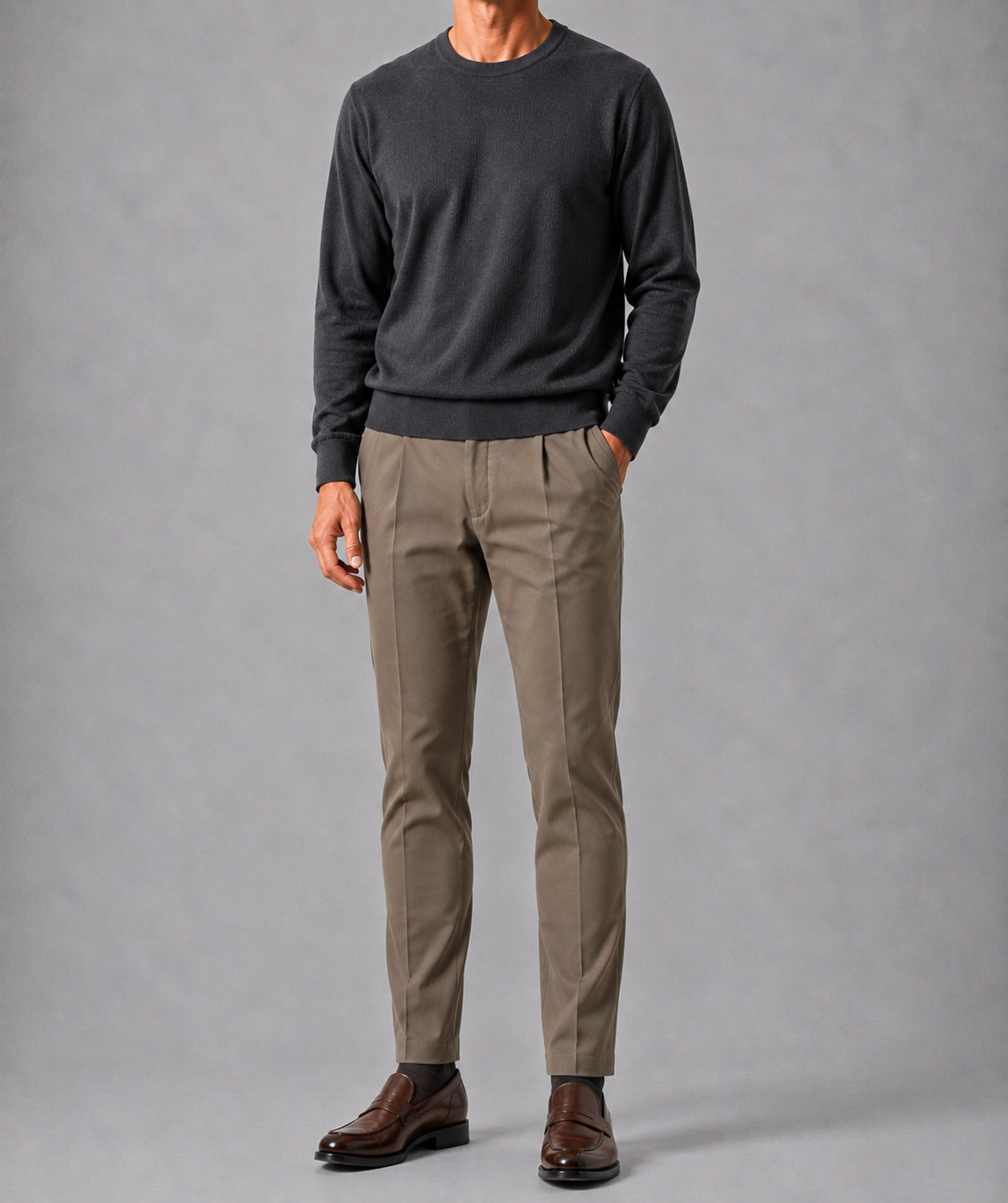BRIGLIA 1949〈ブリリア 1949〉BG07 コットンストレッチ ワンプリーツ テーパードパンツ