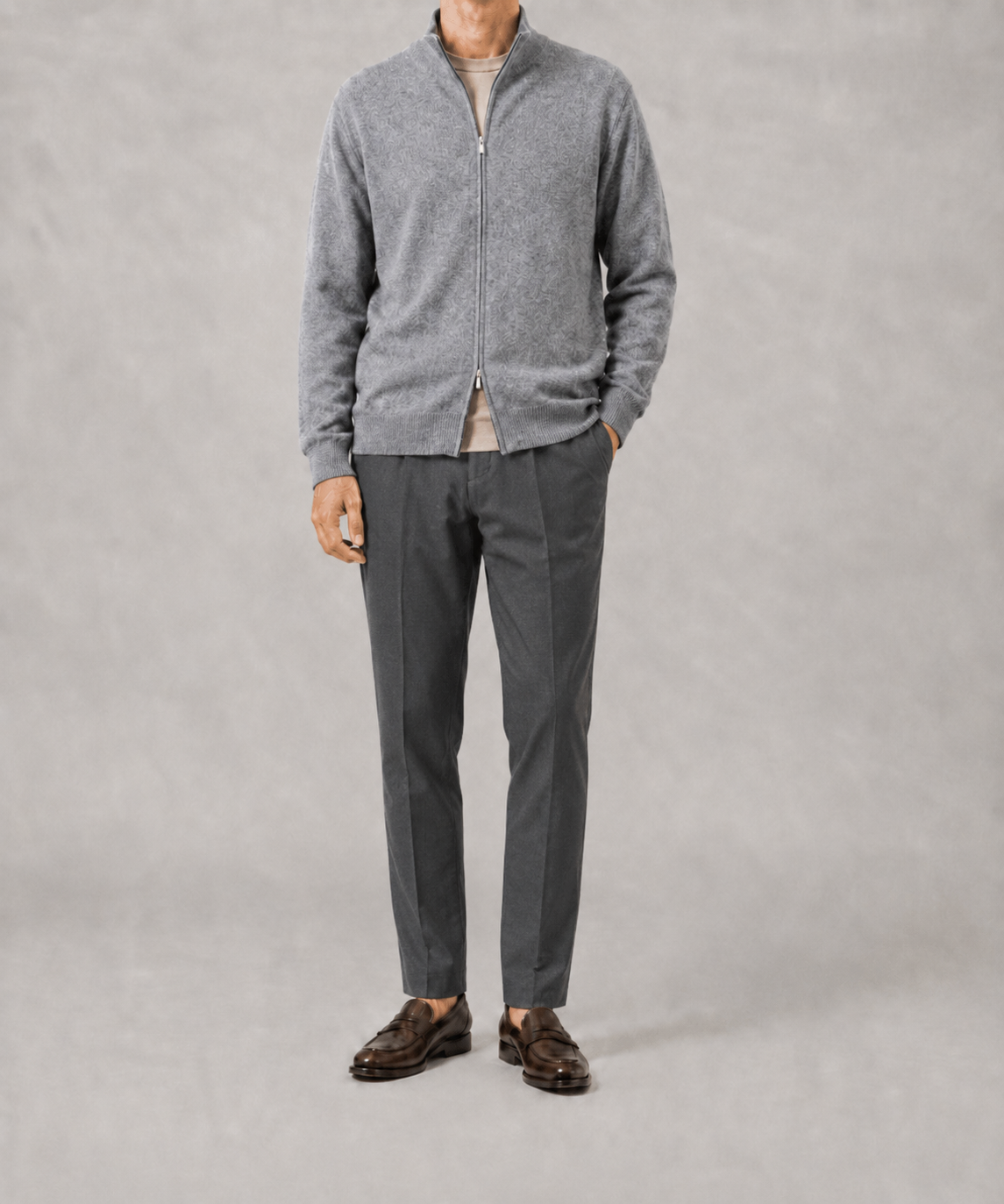 FILIPPO DE LAURENTIIS〈フィリッポ デ ローレンティス〉 ウールカシミヤ フルジップニットジャケット