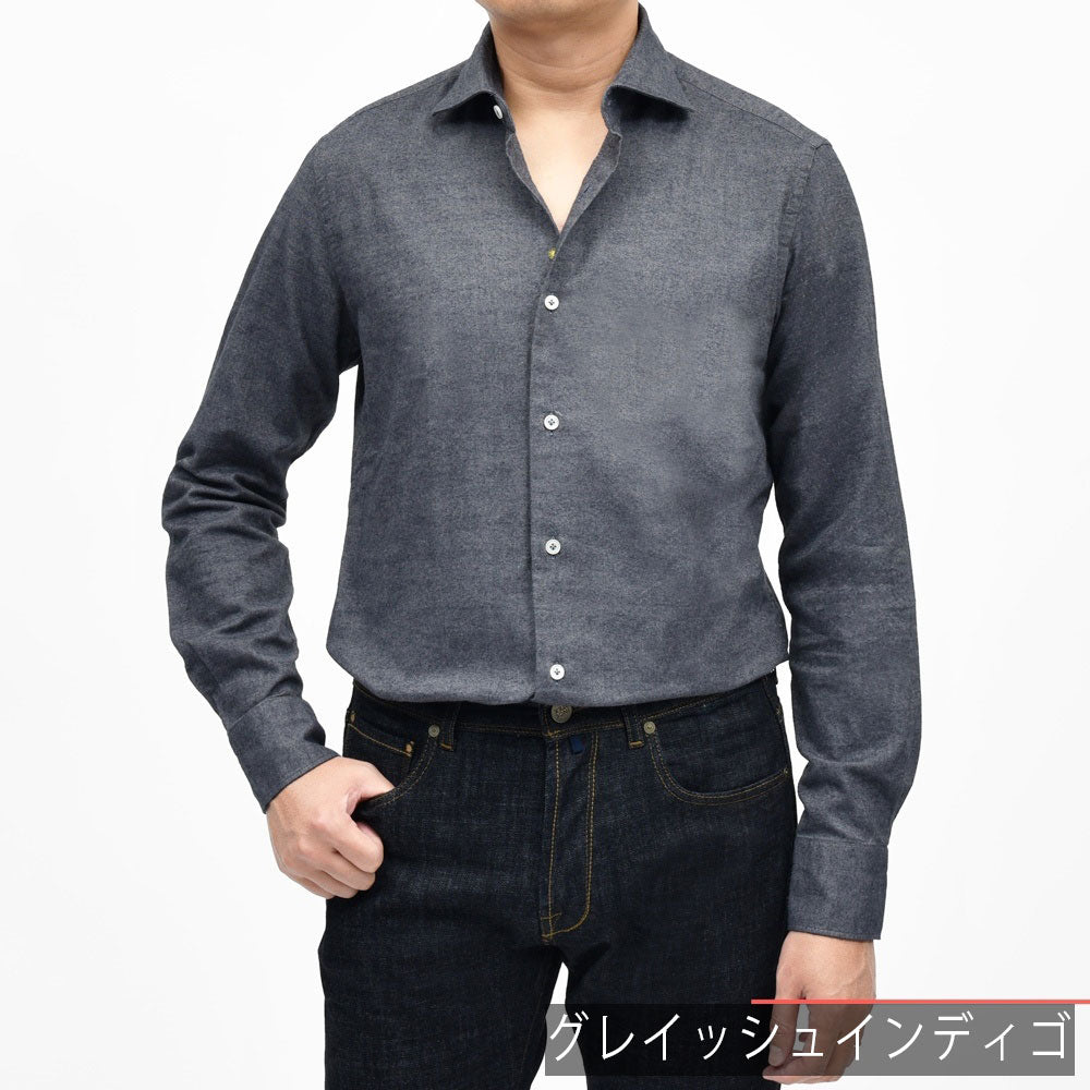 Giannetto（ジャンネット） コットンライトネルセミワイドカラーシャツ SLIM FIT/513600L81 11052002109