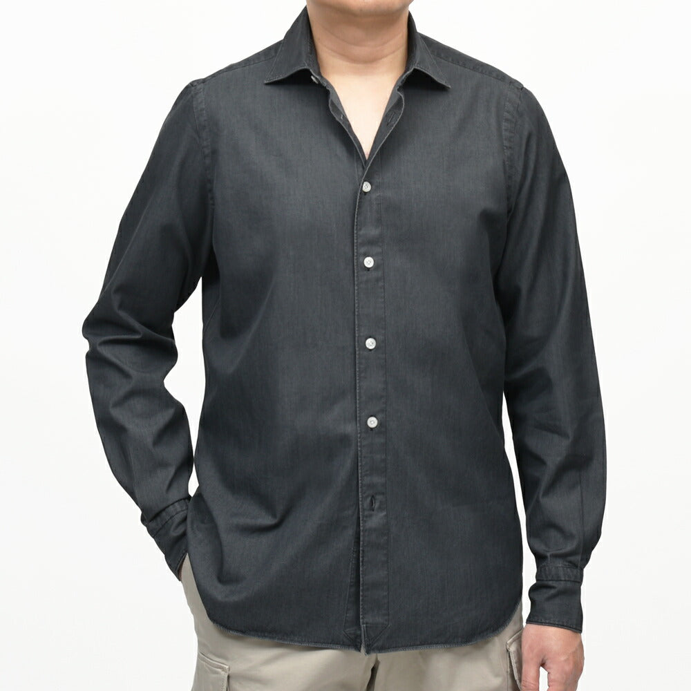 Finamore（フィナモレ） LUIGIルイジ/BALIバーリ コットンシャンブレーワイドカラーシャツ C0505D 11061021039