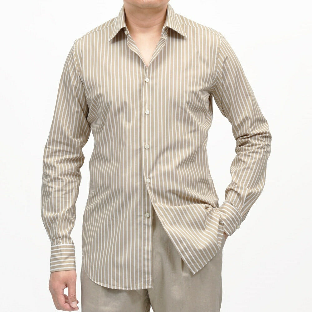 GLANSHIRT（グランシャツ） コットンブロードストライプセミワイドカラーシャツ 476-51404(M) 11065301052
