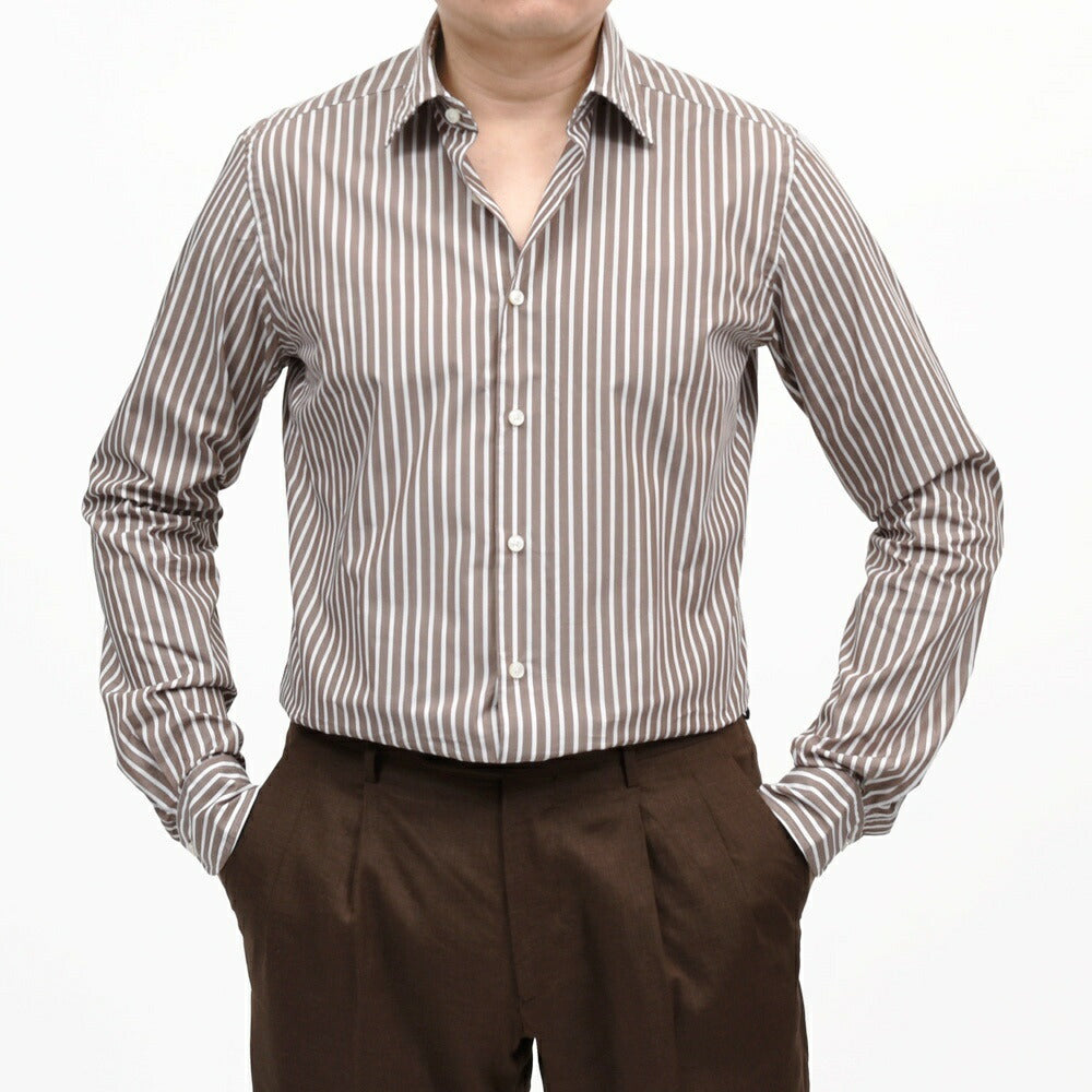 GLANSHIRT（グランシャツ） コットンブロードストライプセミワイドカラーシャツ 476-51404(M) 11065301052