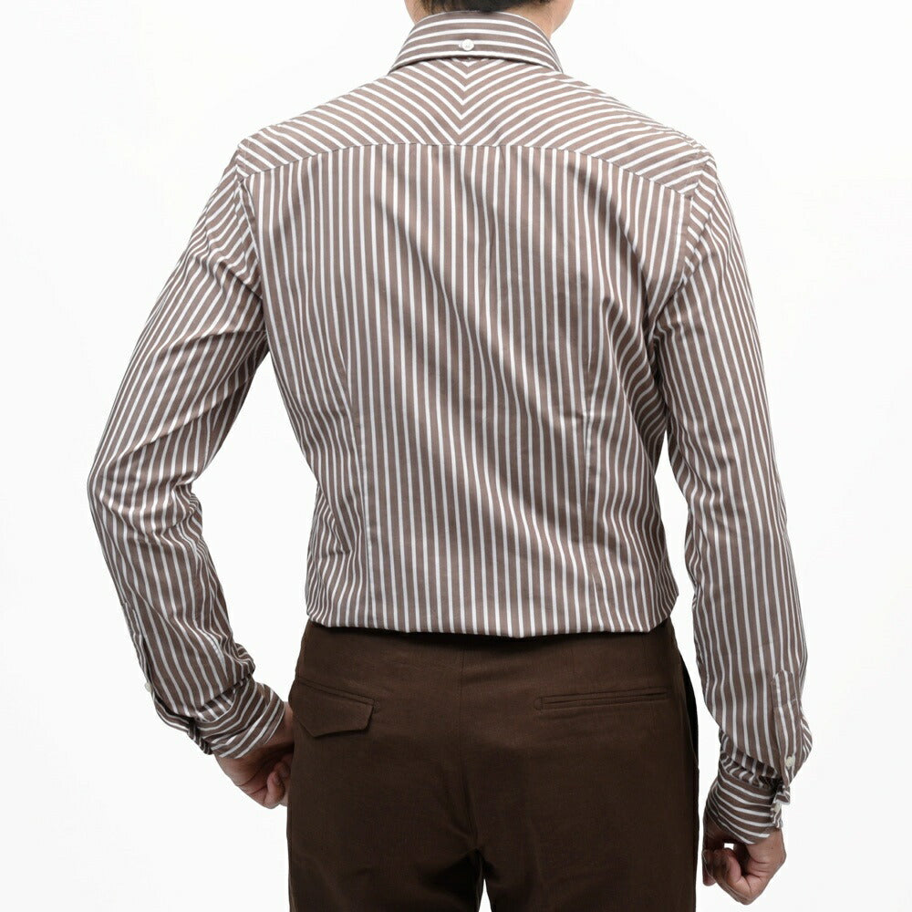 GLANSHIRT（グランシャツ） コットンブロードストライプセミワイドカラーシャツ 476-51404(M) 11065301052