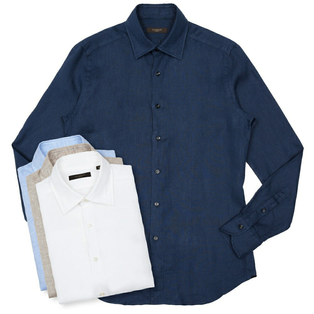 GLANSHIRT（グランシャツ） リネンソリッドセミワイドカラーシャツ 476-51402(M) 11065302052