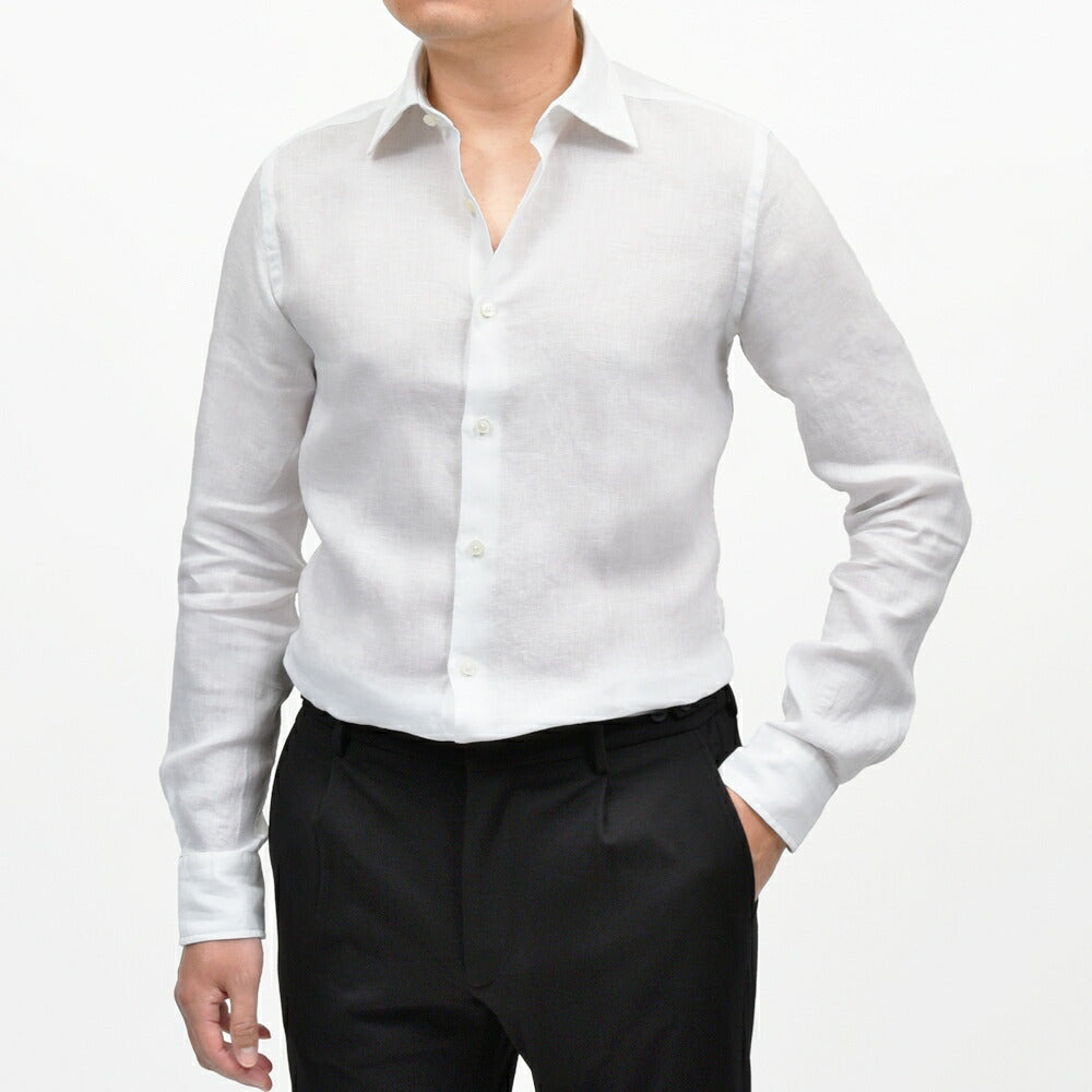 GLANSHIRT（グランシャツ） リネンソリッドセミワイドカラーシャツ 476-51402(M) 11065302052
