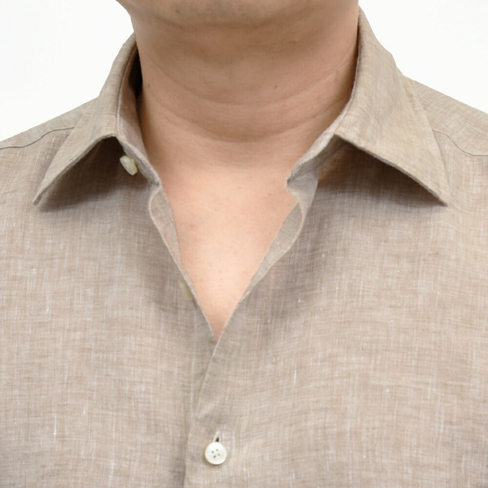 GLANSHIRT（グランシャツ） リネンソリッドセミワイドカラーシャツ 476-51402(M) 11065302052