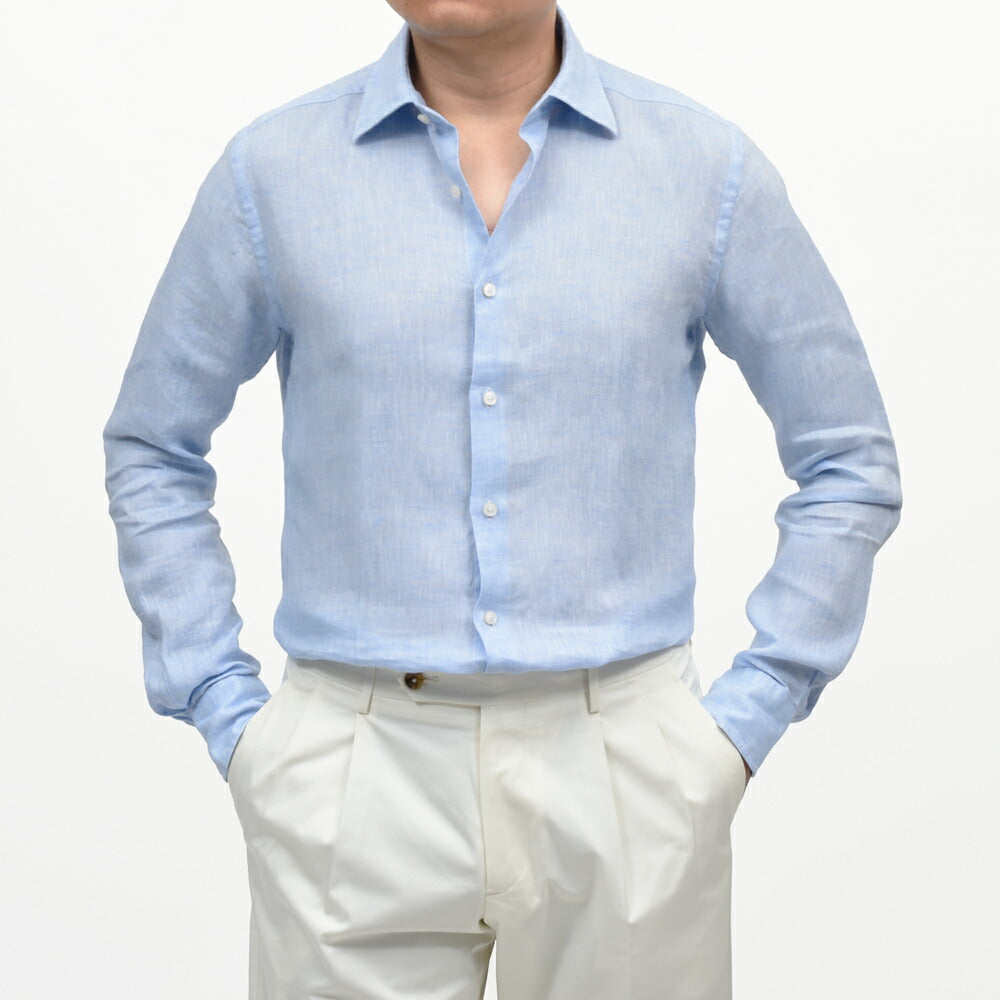 GLANSHIRT（グランシャツ） リネンソリッドセミワイドカラーシャツ 476-51402(M) 11065302052