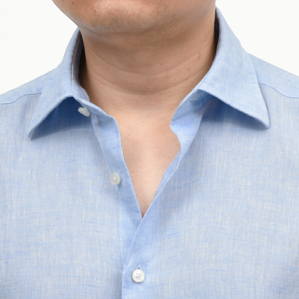 GLANSHIRT（グランシャツ） リネンソリッドセミワイドカラーシャツ 476-51402(M) 11065302052