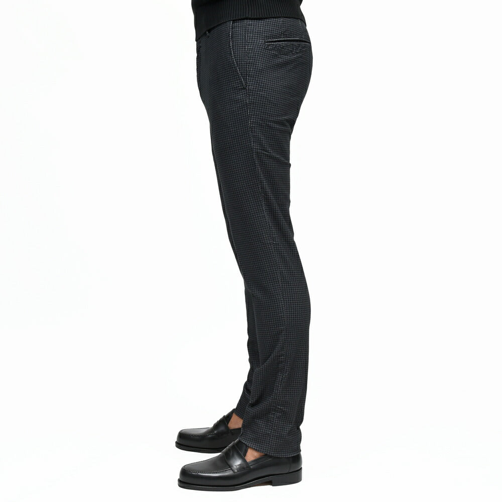 INCOTEX SLACKS（インコテックス スラックス） SLIM FIT ガーメントダイコットンストレッチネルハウンドトゥースプリントテーパードパンツ 18S100-40593/21507 13052001052