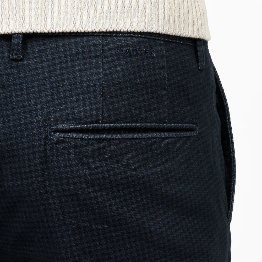 INCOTEX SLACKS（インコテックス スラックス） SLIM FIT ガーメントダイコットンストレッチネルハウンドトゥースプリントテーパードパンツ 18S100-40593/21515 13052003052
