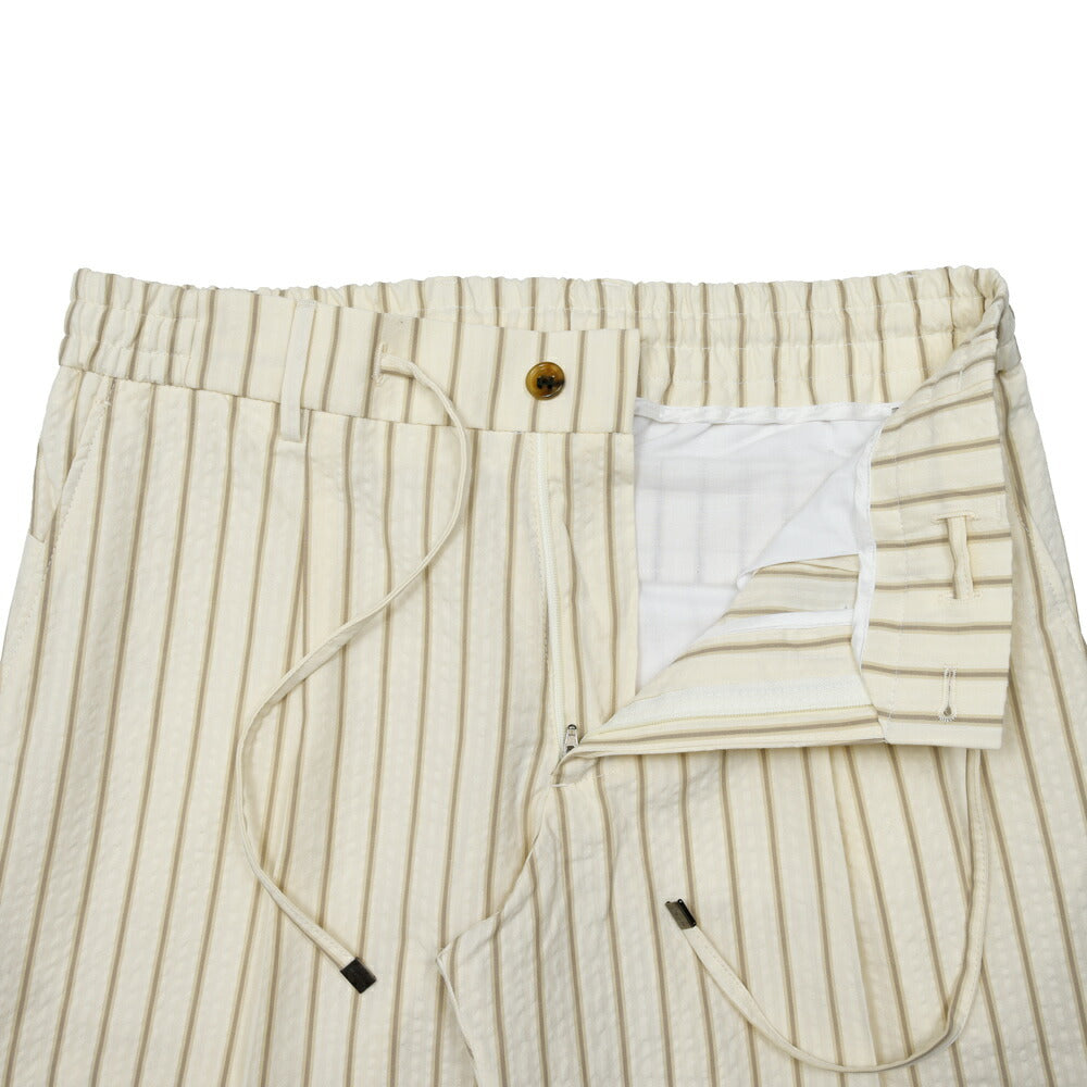 BERWICH（ベルウィッチ） SAKE GYMサケジム コットンシアサッカーストライプ1プリーツシャーリングテーパードパンツ TS1490 13065000039