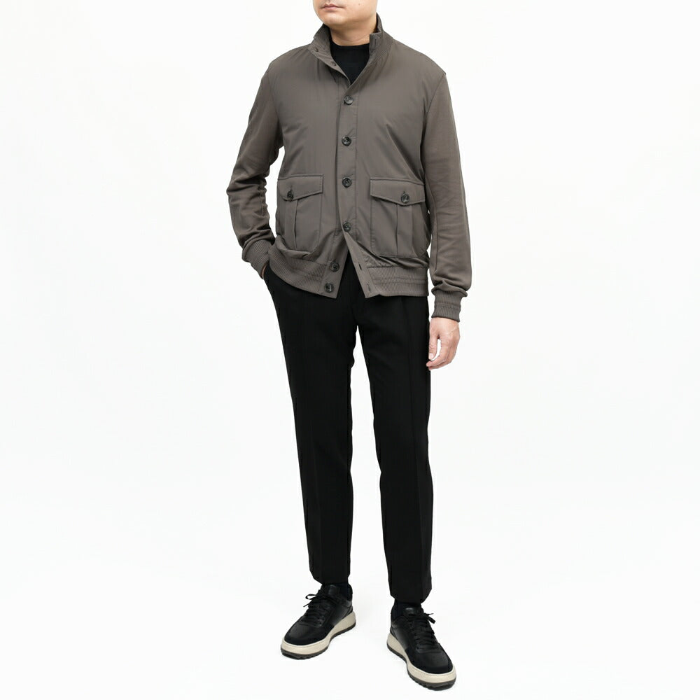 HERNO（ヘルノ） RESORTリゾート ウォーターレペレントナイロン×コットンジャージハイブリッドスタンドカラーブルゾン JC00017UR-52107 14052600132