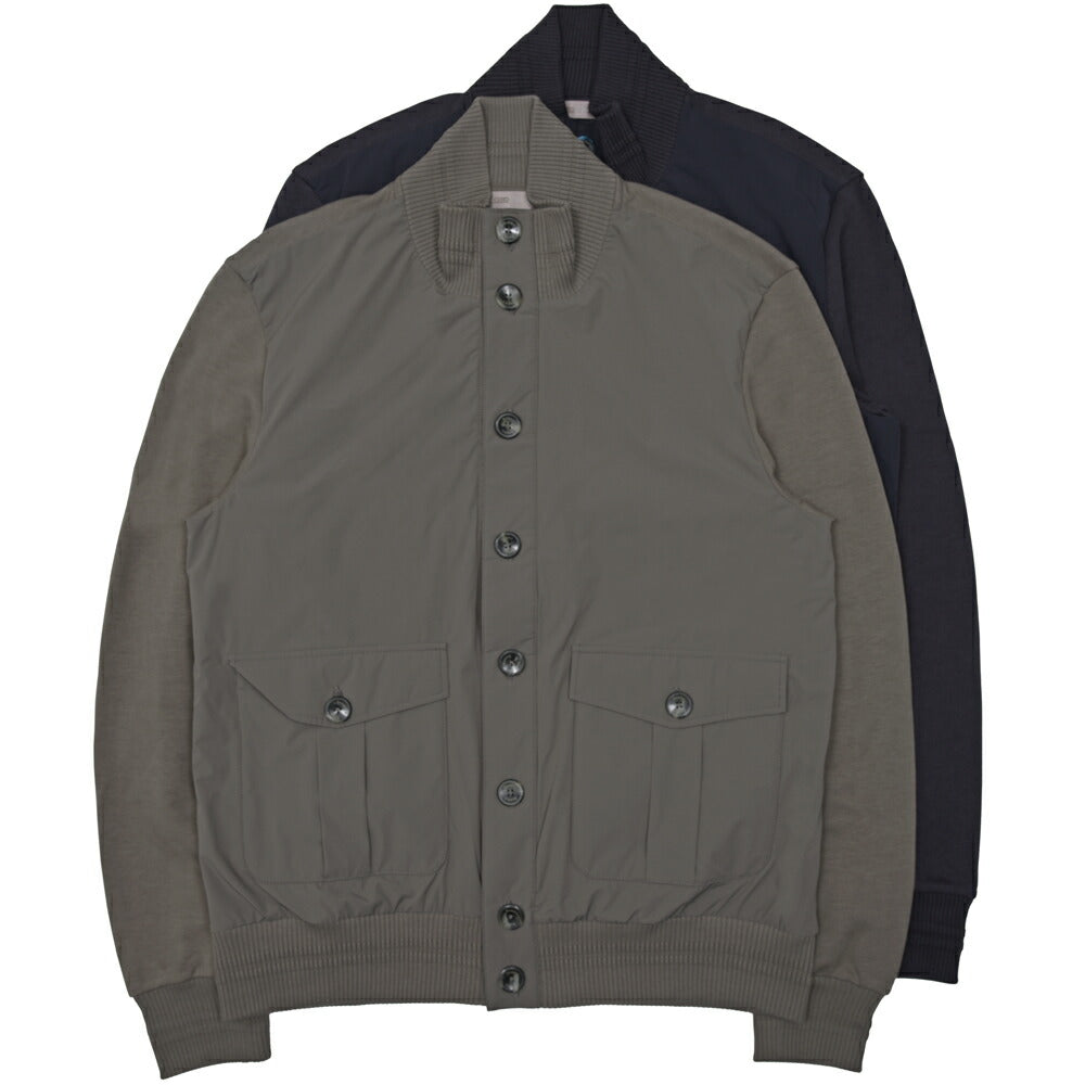 HERNO（ヘルノ） RESORTリゾート ウォーターレペレントナイロン×コットンジャージハイブリッドスタンドカラーブルゾン JC00017UR-52107 14052600132