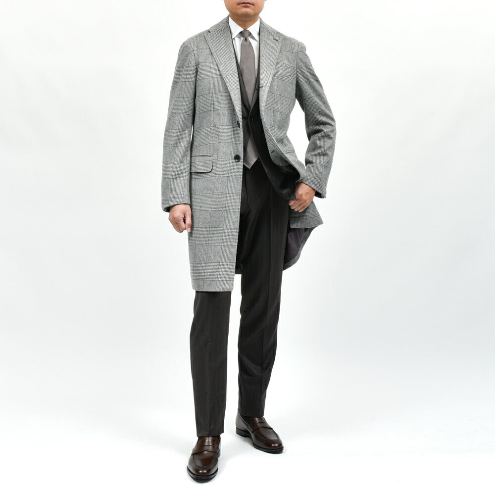 guji（グジ）カシミヤグレンチェックチェスターフィールドコート MADE BY RING JACKET / LoroPiana 14152200028