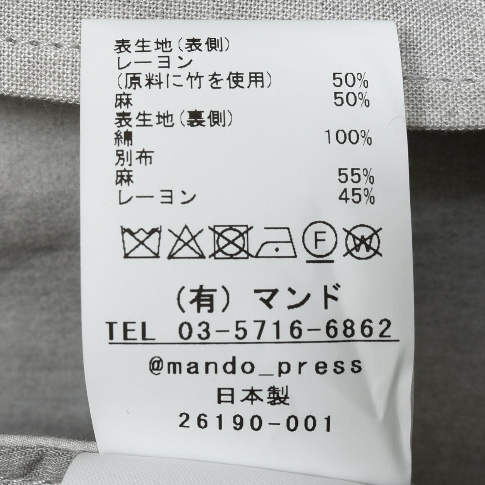 mando（マンド) レーヨンリネンバルカラーコート 26190-001 14161400037