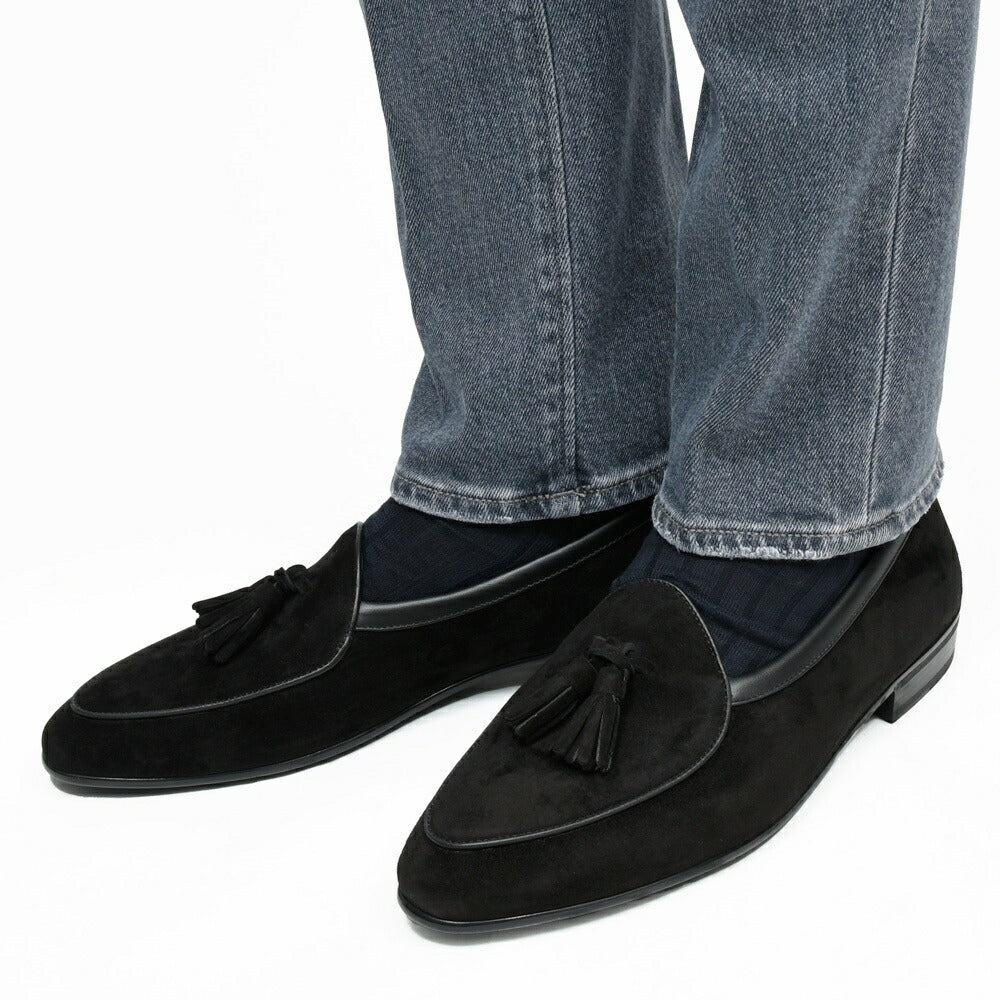 BAUDOIN & LANGE（ボードイン アンド ランジ） ラムスエードタッセルローファー SAGAN CLASSIC TASSELS（ラバーソール）245-59502 15061002052