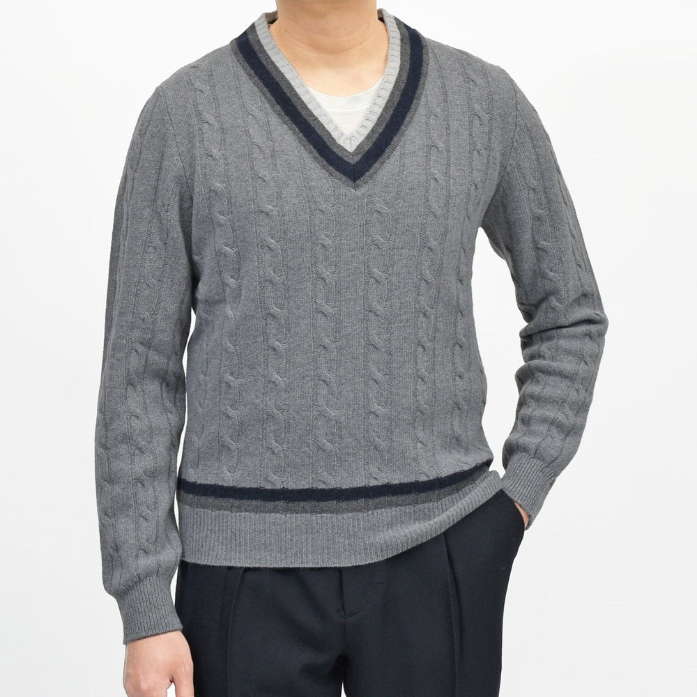 MILA SCHON MILANO（ミラ ショーン ミラノ） ウールカシミアケーブルVネックチルデンニット 287-500 16056000052