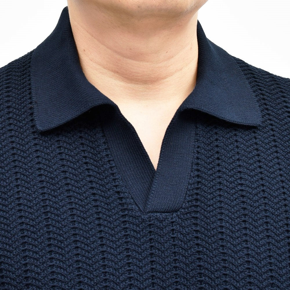 GRAN SASSO（グランサッソ） オーガニックコットンジャガードS/Sスキッパーニットポロ 23139/18068 16061002035