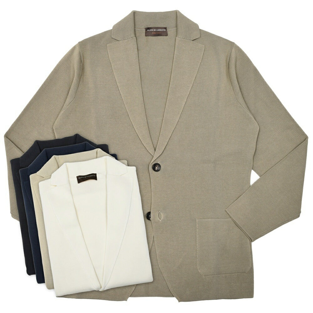 FILIPPO DE LAURENTIIS（フィリッポ デ ローレンティス） クレープコットンミラノリブ2Bニットジャケット RJMLMPT09 16061004109