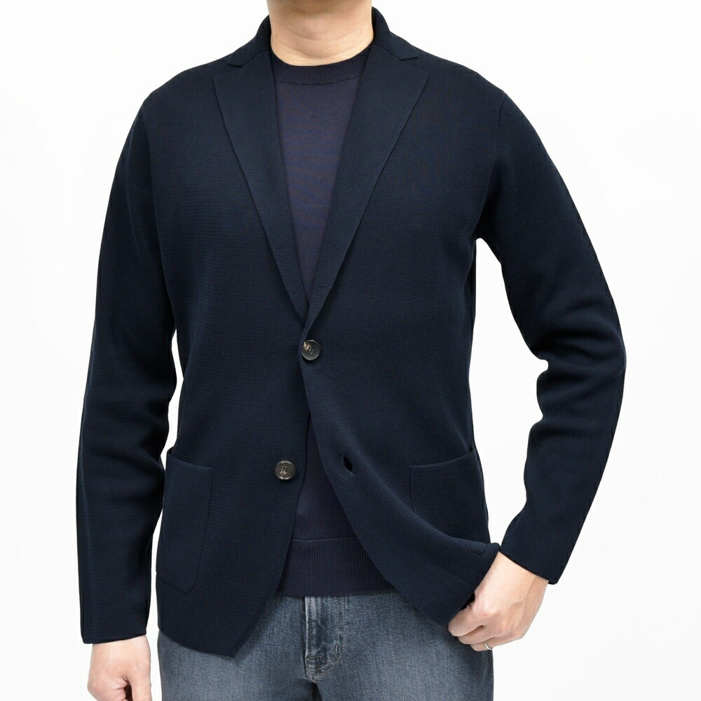 FILIPPO DE LAURENTIIS（フィリッポ デ ローレンティス） クレープコットンミラノリブ2Bニットジャケット RJMLMPT09 16061004109
