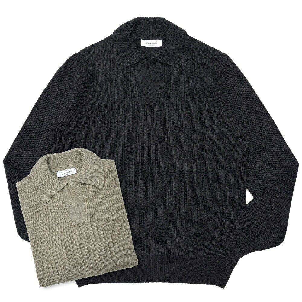 GRAN SASSO（グランサッソ）8ゲージジーロンラムズウールスキッパーニットポロ 23163/25024 16062006035
