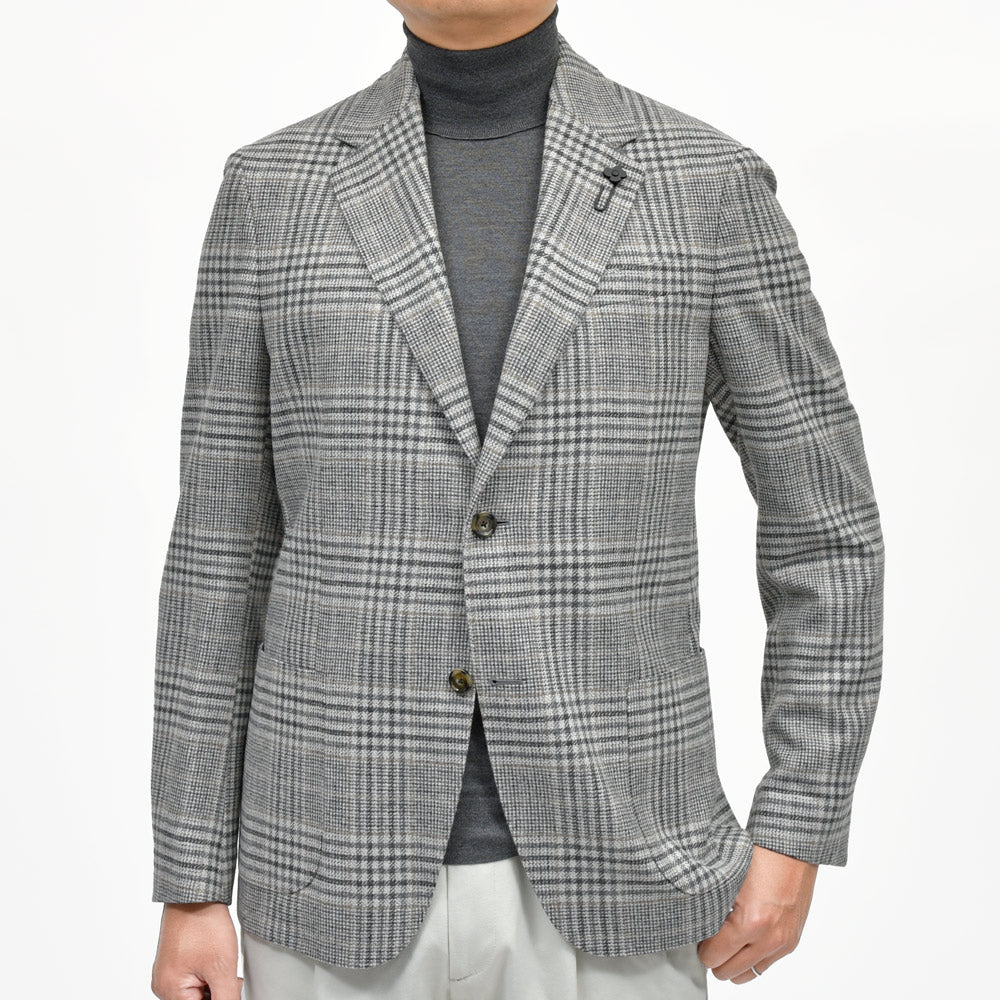 LARDINI（ラルディーニ） ROMAローマ ウールカシミアライトツィードオーバーチェック2Bジャケット CNJ6202Q/AAIF65517 17052006109