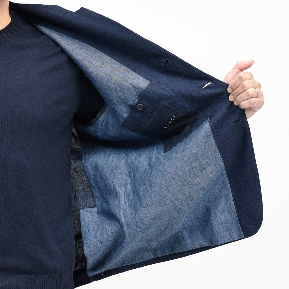 SEASE（シーズ） ELLEN BLAZER2.0 リネンコットンヘリンボーンスタンドカラージャケット JB033TN403 17061008039