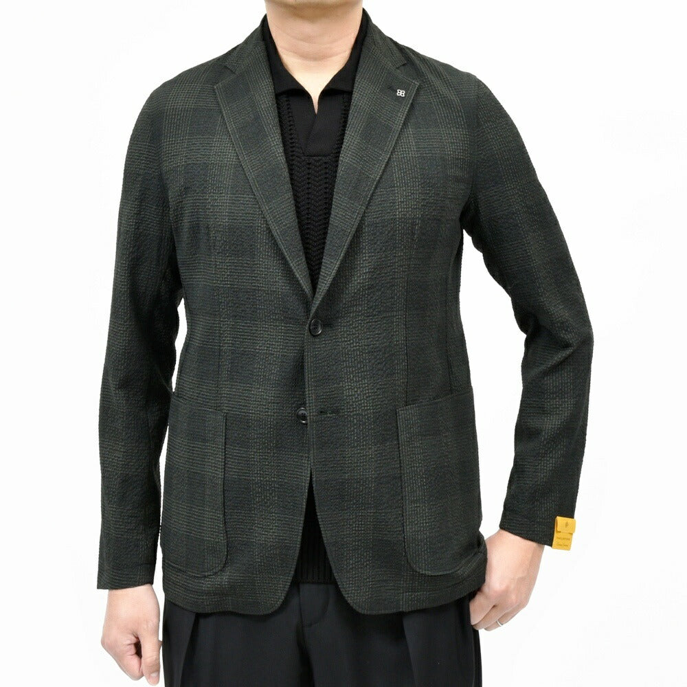 TAGLIATORE（タリアトーレ） LIGHTライト ストレッチウールシアサッカーチェック2Bジャケット 120194 17061017054