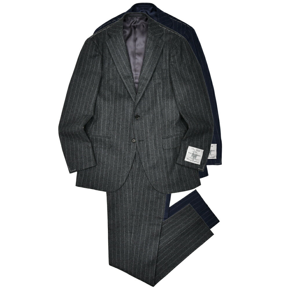 guji（グジ）ウールフランネルチョークストライプ3B1プリーツスーツ MADE BY RING JACKET / FOX BROTHERS - CBT5 17152204028