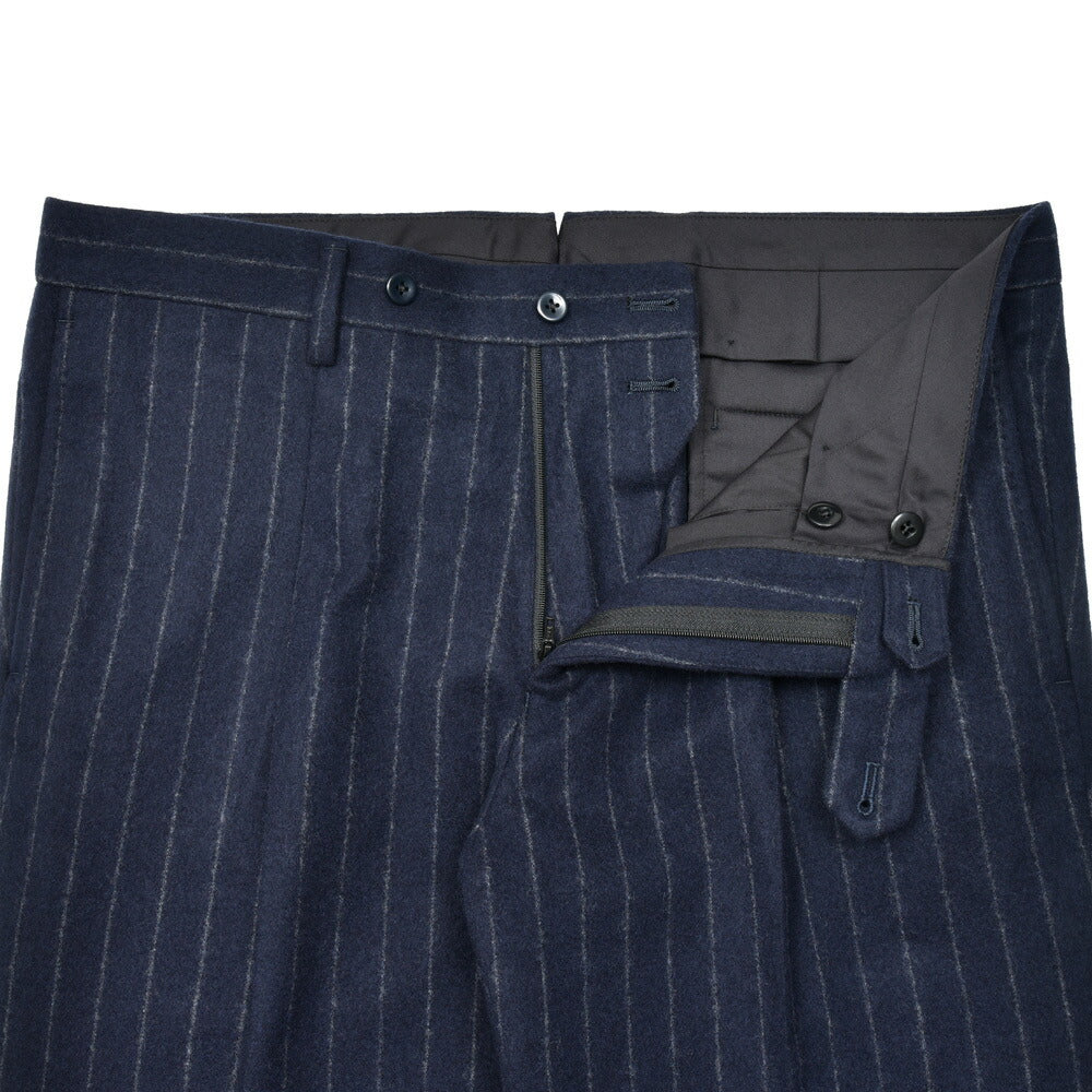 guji（グジ）ウールフランネルチョークストライプ3B1プリーツスーツ MADE BY RING JACKET / FOX BROTHERS - CBT5 17152204028