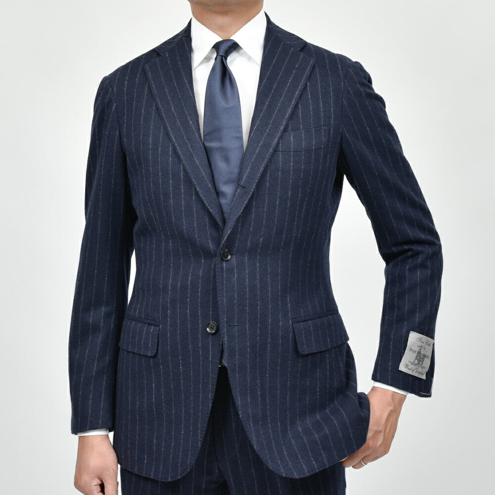 guji（グジ）ウールフランネルチョークストライプ3B1プリーツスーツ MADE BY RING JACKET / FOX BROTHERS - CBT5 17152204028