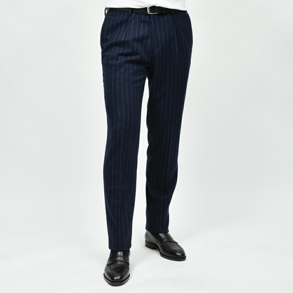 guji（グジ）ウールフランネルチョークストライプ3B1プリーツスーツ MADE BY RING JACKET / FOX BROTHERS - CBT5 17152204028