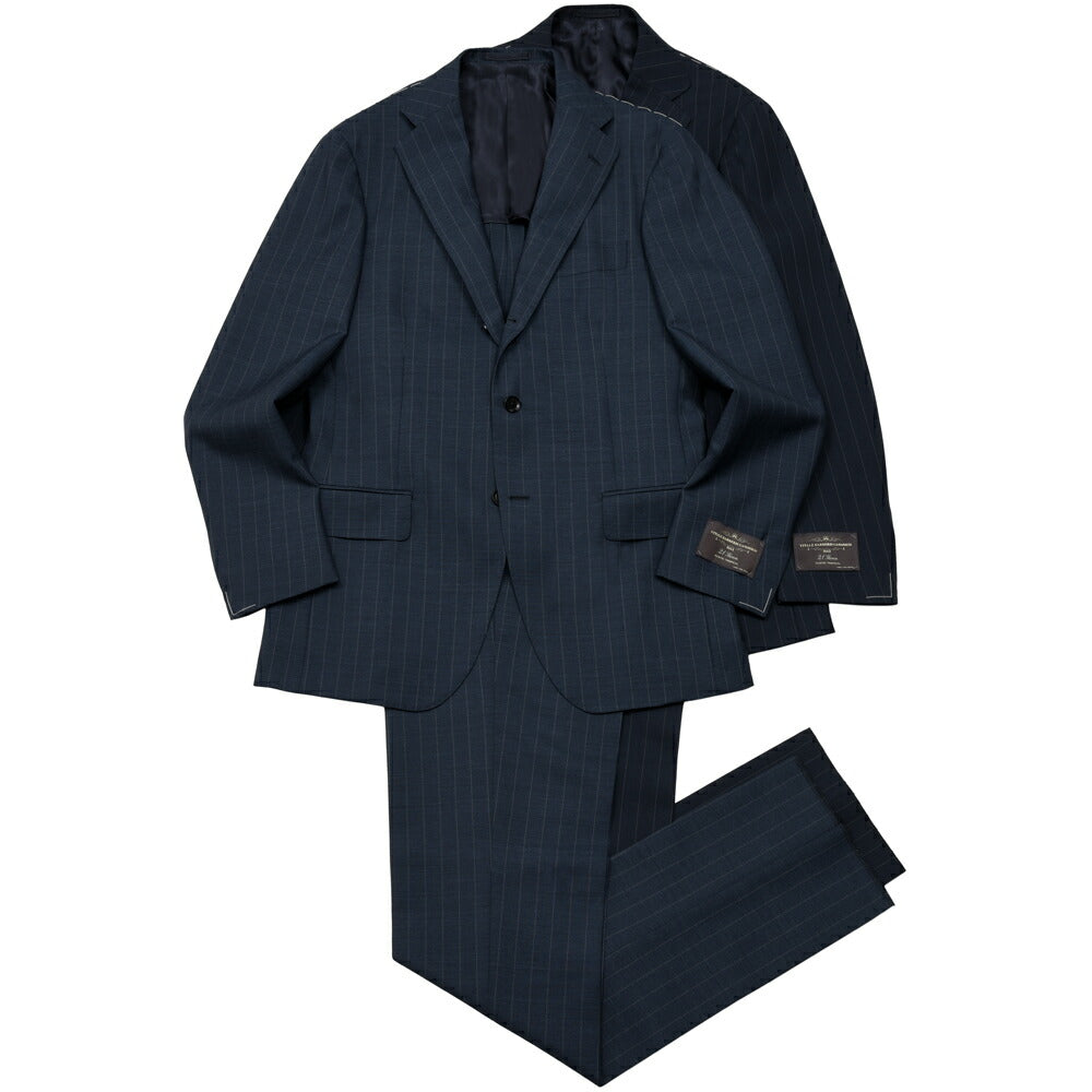 guji（グジ）ウールトロピカルピンストライプ3B1プリーツスーツ MADE BY RING JACKET / VITALE BARBERIS CANONICO 17161205028
