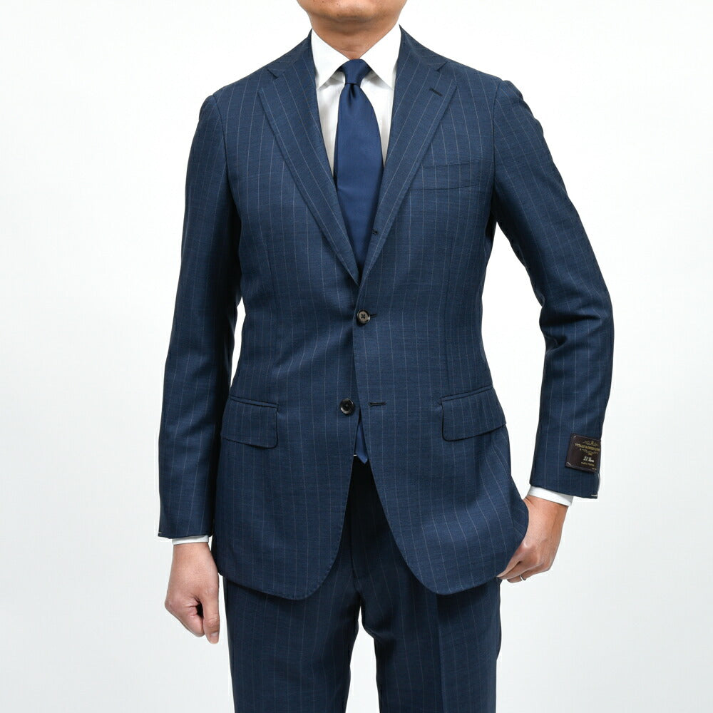 guji（グジ）ウールトロピカルピンストライプ3B1プリーツスーツ MADE BY RING JACKET / VITALE BARBERIS CANONICO 17161205028
