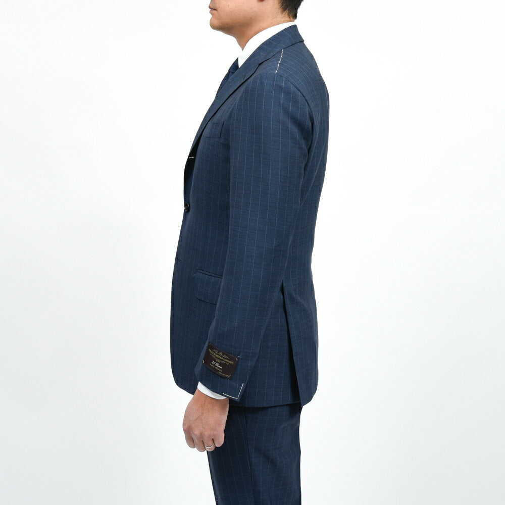 guji（グジ）ウールトロピカルピンストライプ3B1プリーツスーツ MADE BY RING JACKET / VITALE BARBERIS CANONICO 17161205028