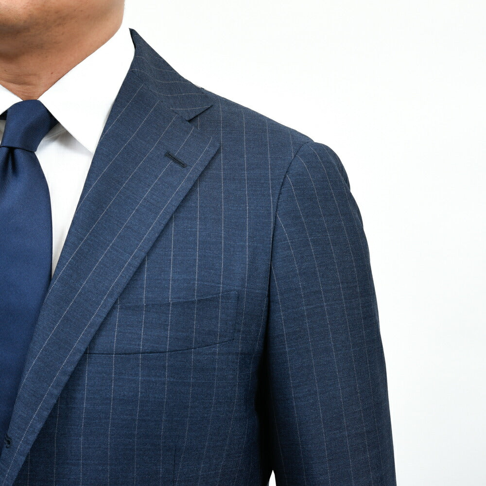guji（グジ）ウールトロピカルピンストライプ3B1プリーツスーツ MADE BY RING JACKET / VITALE BARBERIS CANONICO 17161205028