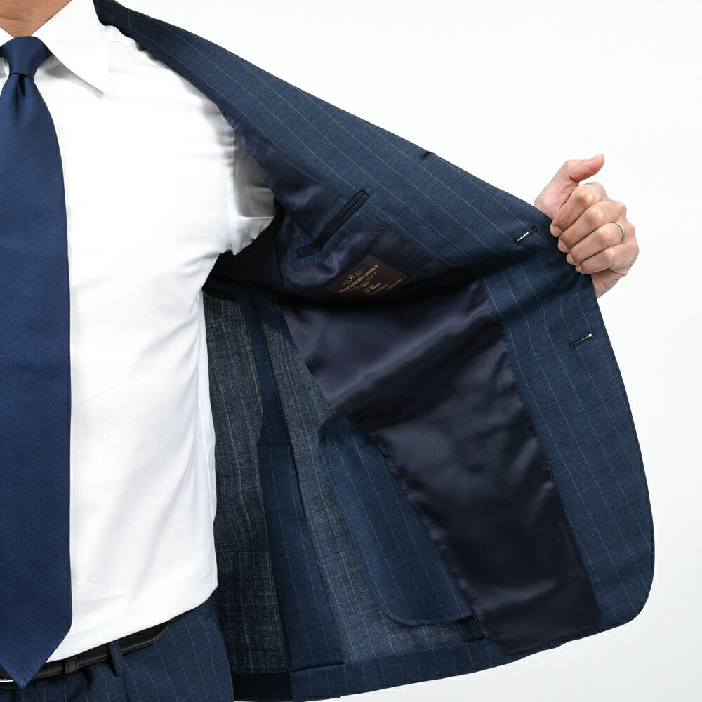 guji（グジ）ウールトロピカルピンストライプ3B1プリーツスーツ MADE BY RING JACKET / VITALE BARBERIS CANONICO 17161205028