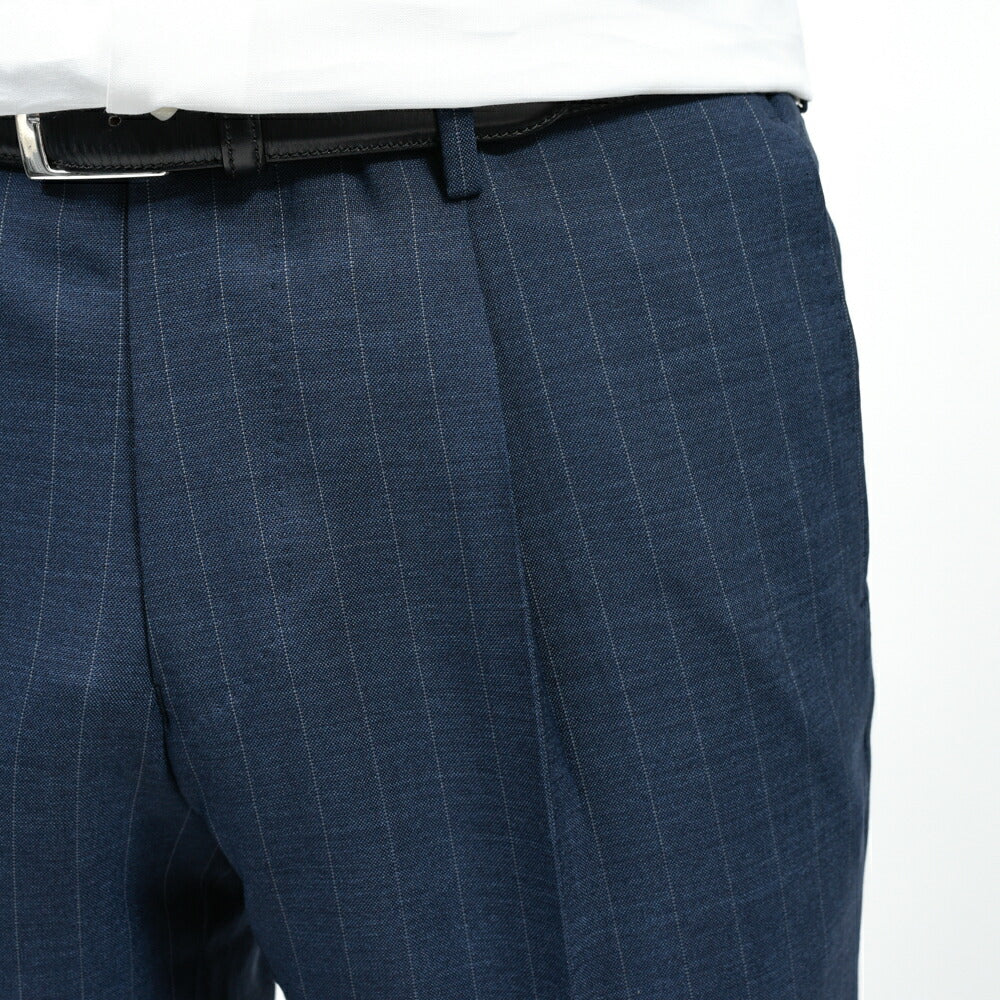 guji（グジ）ウールトロピカルピンストライプ3B1プリーツスーツ MADE BY RING JACKET / VITALE BARBERIS CANONICO 17161205028
