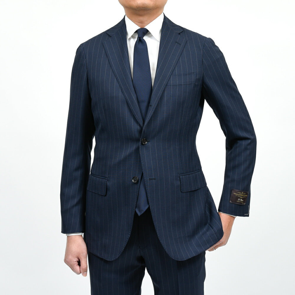guji（グジ）ウールトロピカルピンストライプ3B1プリーツスーツ MADE BY RING JACKET / VITALE BARBERIS CANONICO 17161205028