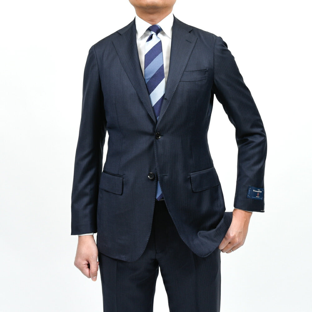 guji（グジ） ウールマイクロヘリンボーン3B1プリーツスーツ MADE BY RING JACKET / Ermenegildo Zegna - TROFEO 17161209028