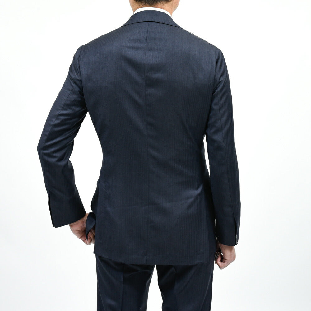 guji（グジ） ウールマイクロヘリンボーン3B1プリーツスーツ MADE BY RING JACKET / Ermenegildo Zegna - TROFEO 17161209028