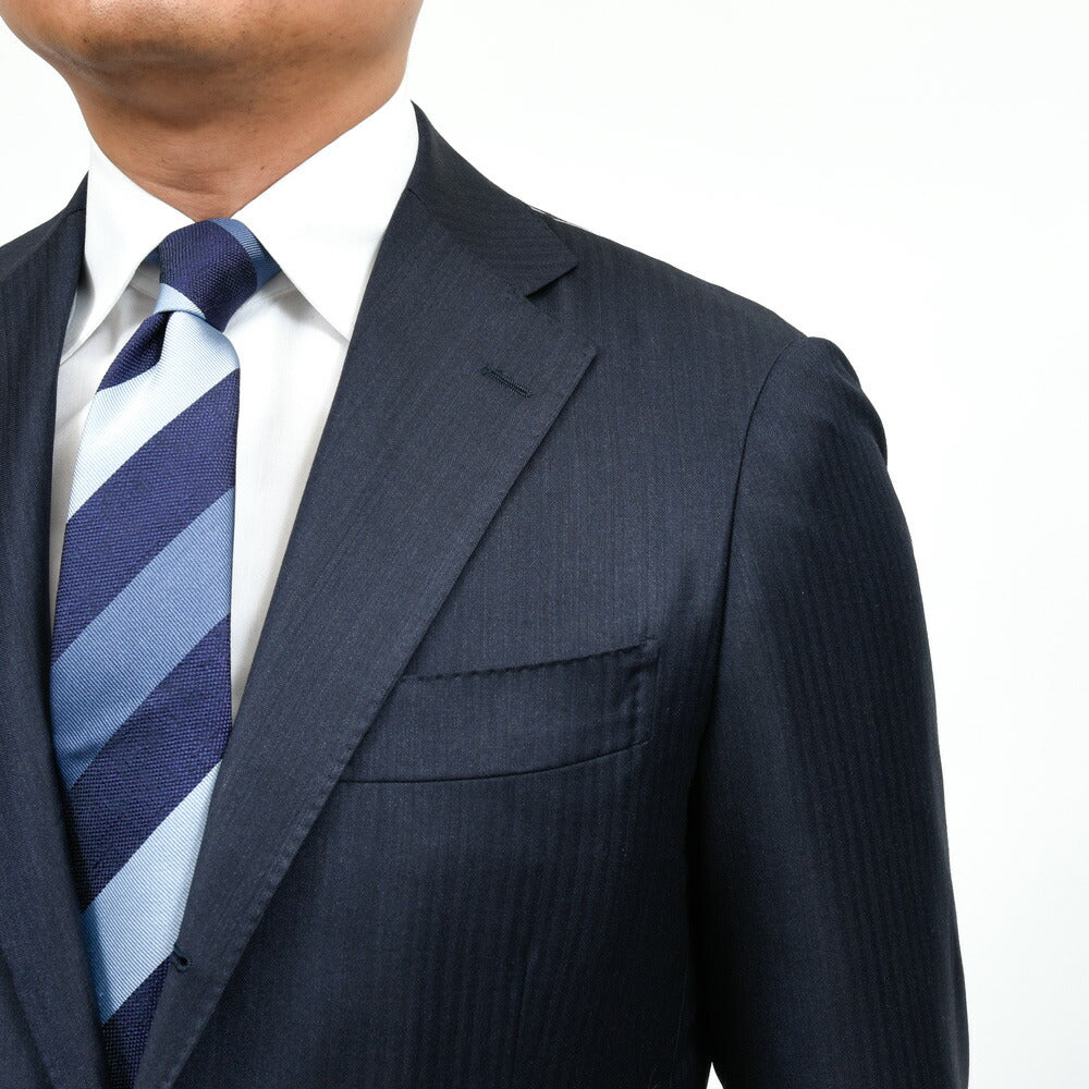 guji（グジ） ウールマイクロヘリンボーン3B1プリーツスーツ MADE BY RING JACKET / Ermenegildo Zegna - TROFEO 17161209028