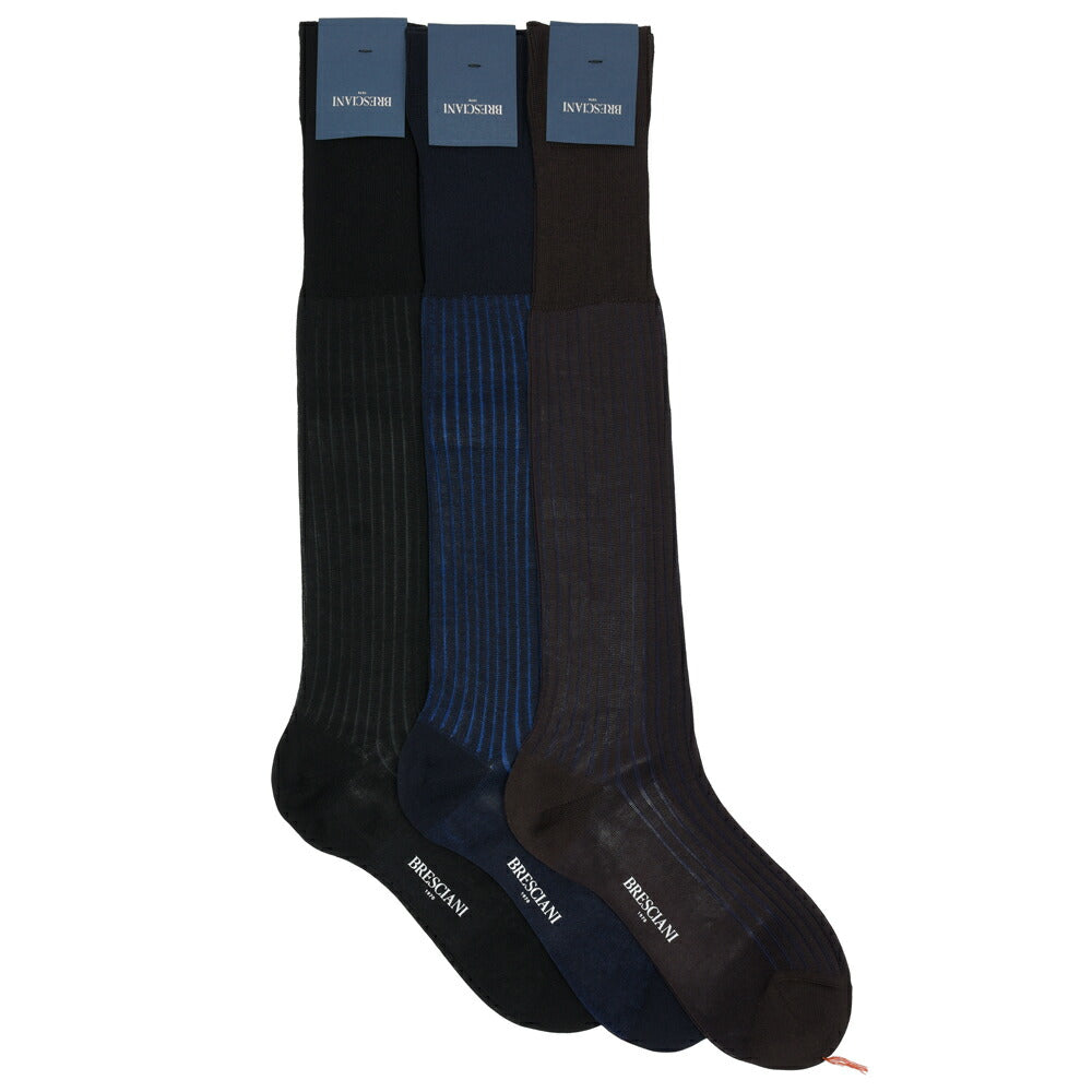 BRESCIANI（ブレッシアーニ） コットンプレーティングリブドレスソックス / ロングホーズ / SIZE 10 18061202146