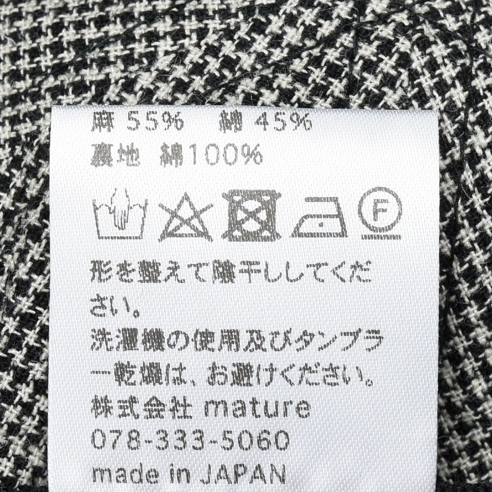 garoh（ガロウ） cap01 リネンコットンハウンドトゥース6パネルキャップ 18561800221