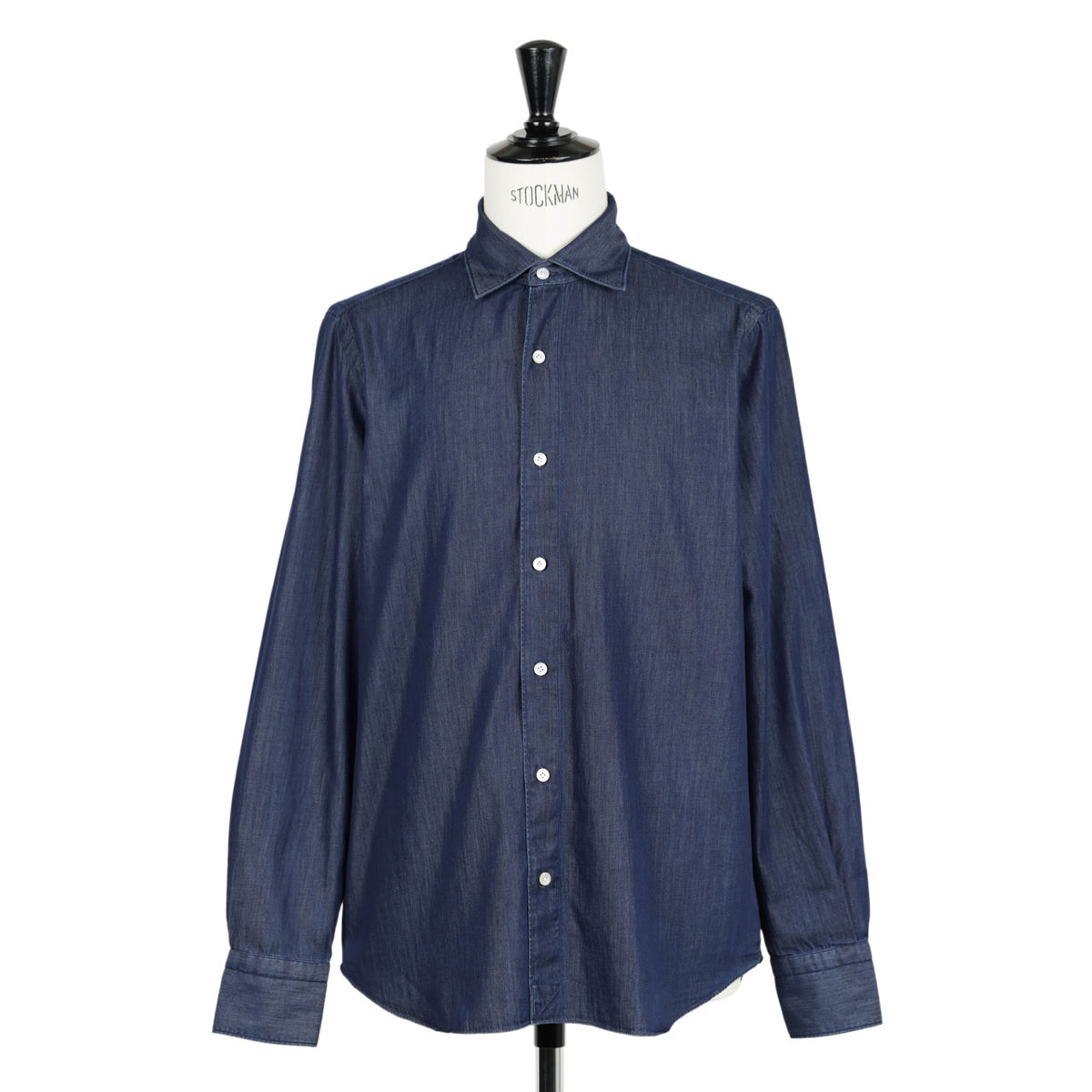 Finamore(フィナモレ) / LUIGI BALI コットン デニム ワイドカラーシャツ/045880 C0512D 12/INDIGO