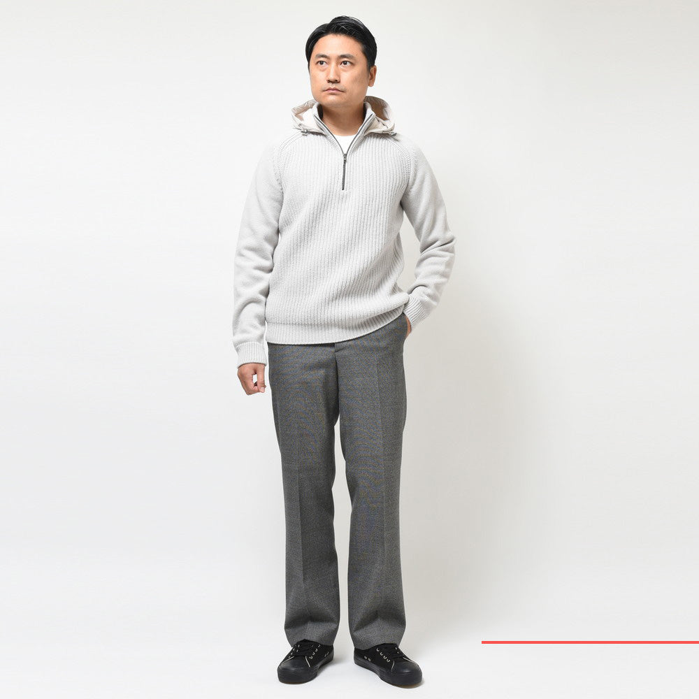HERNO（ヘルノ） RESORTリゾート ローゲージウールハーフジッププルオーバーニットフーディー ML00003UR/70145+12387S