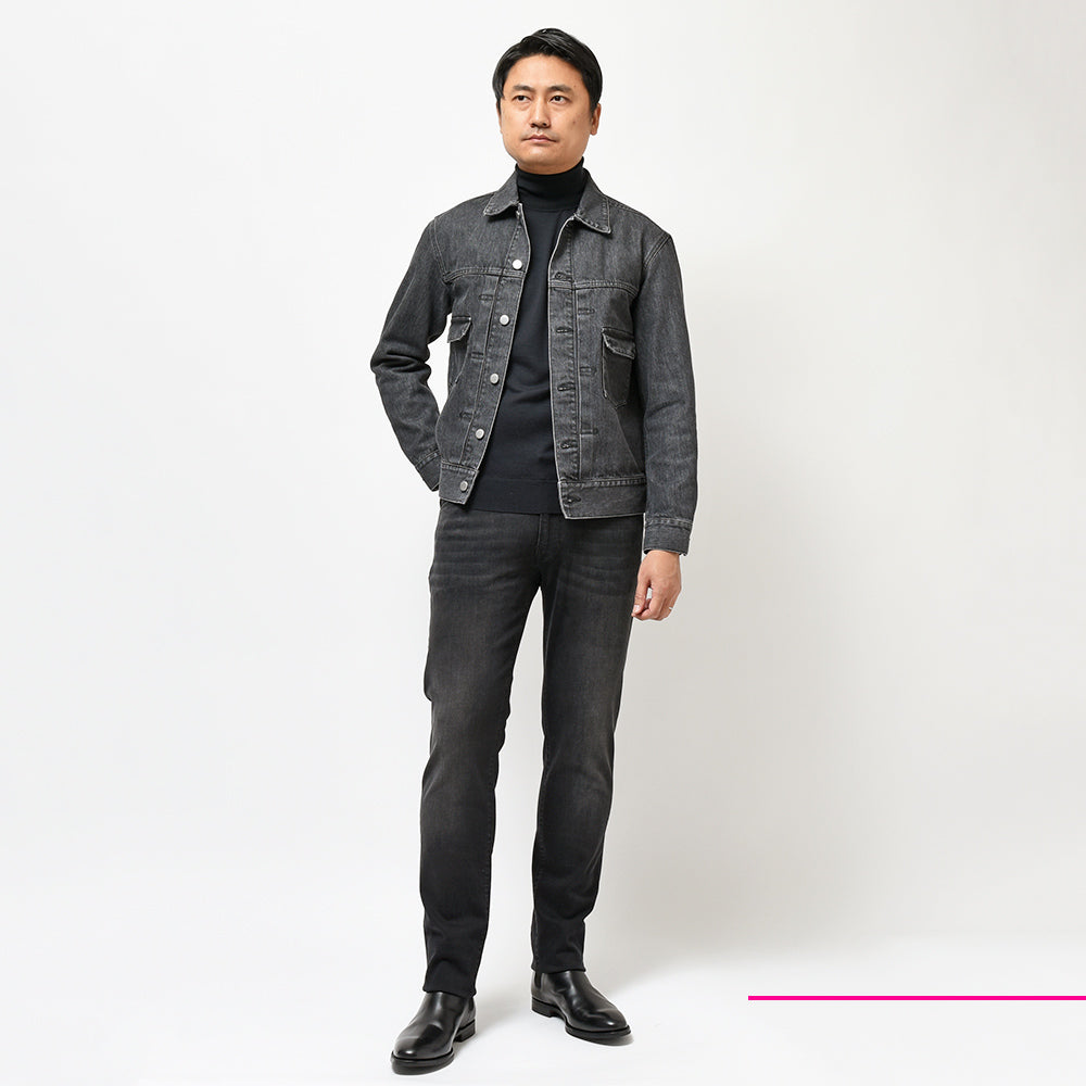 PT TORINO DENIM ピーティートリノデニム コットンレーヨンポリエステル ストレッチ ウォッシュド ブラックデニムパンツ SWING/SUPERSLIM FIT