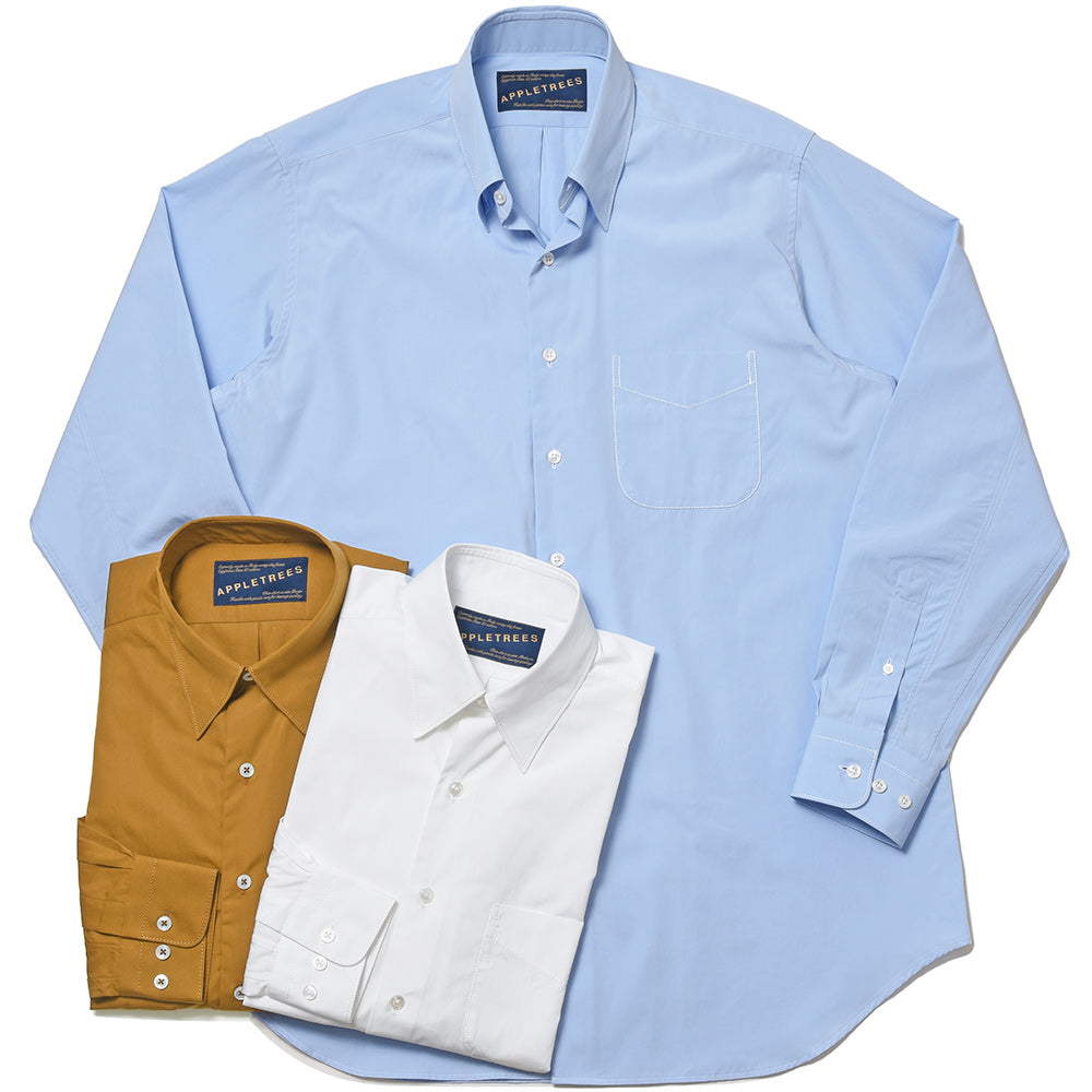 APPLETREES アップルツリーズ OPEN TRAVELER SHIRTS コットン ポプリン ヒドゥンボタンダウンカラー シャツ