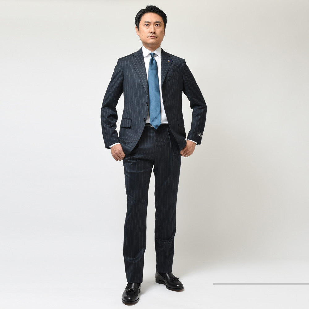 Belvest（ベルベスト） SUPER120'sウールサキソニーチョークストライプ3B1プリーツスーツ A305S-1502